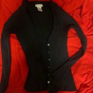 Black Ribbed Women's Sweater